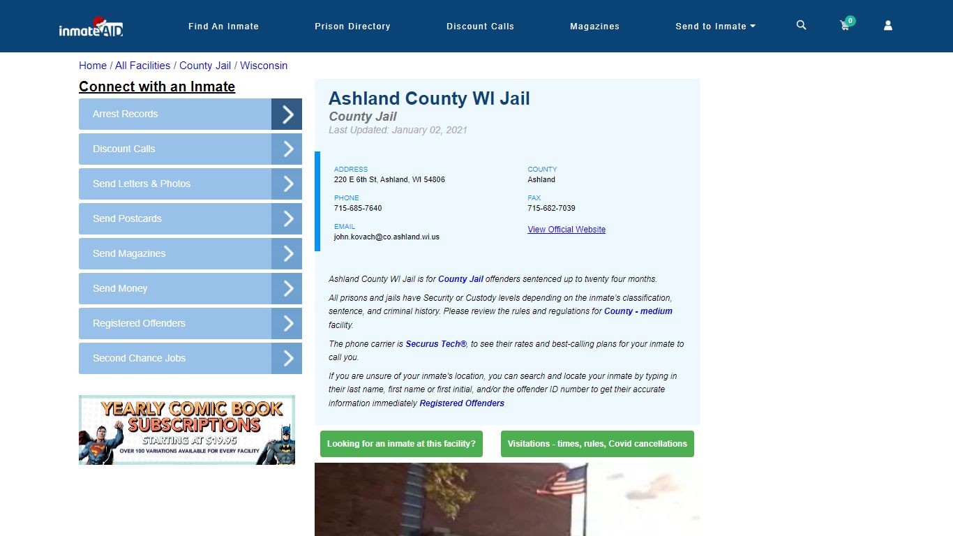 Ashland County WI Jail - Inmate Locator - Ashland, WI